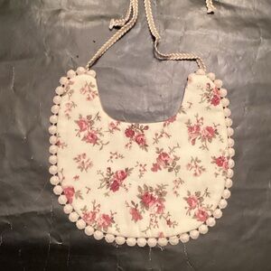 Floral Baby Bib with Pom Pom Trim. 3pk.